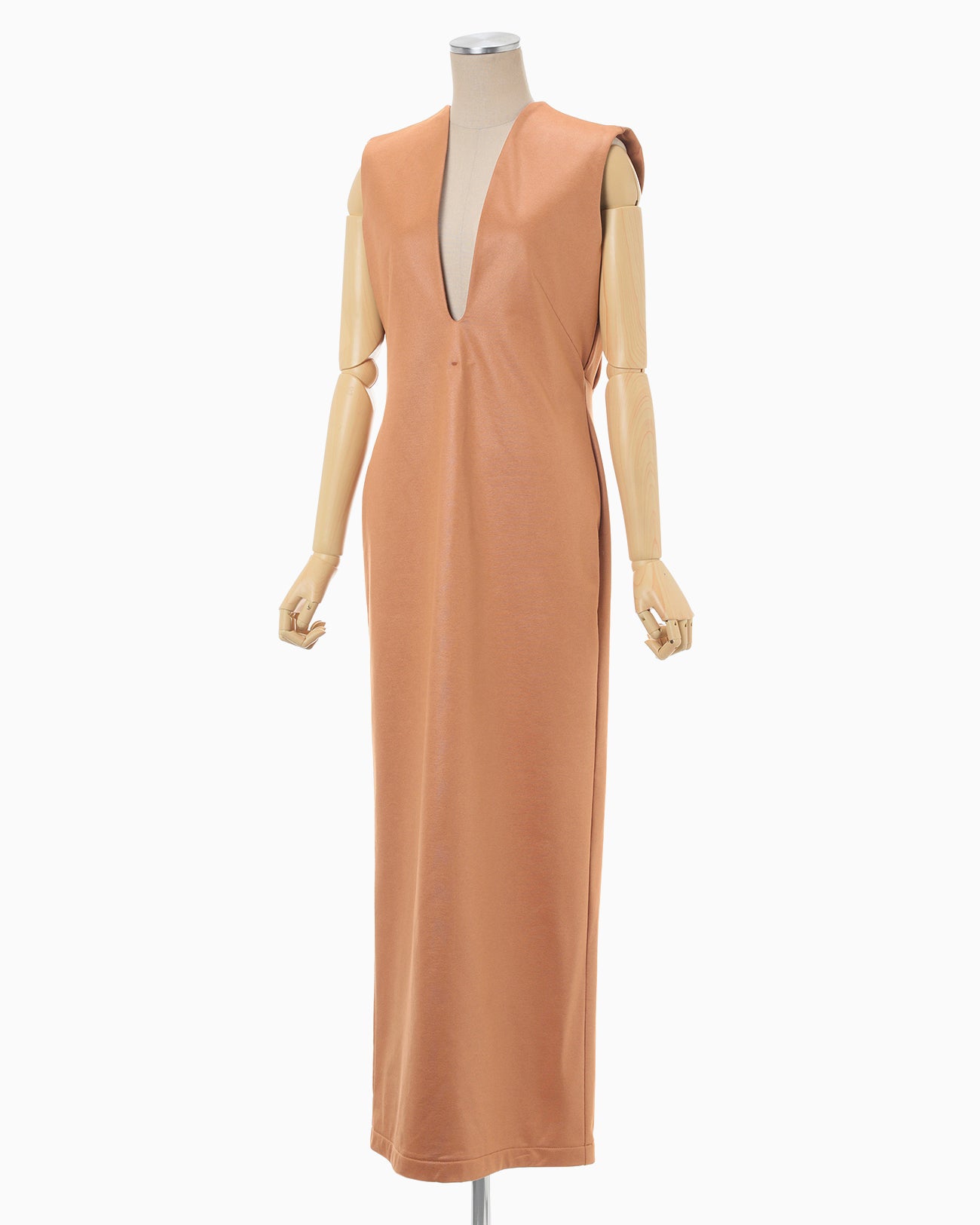 Plungded Long Sweatshirt Dress - brown