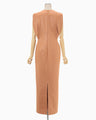 Plungded Long Sweatshirt Dress - brown