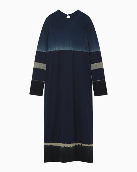 "Shibori" Tie dyed Cotton Jersey Dress - navy