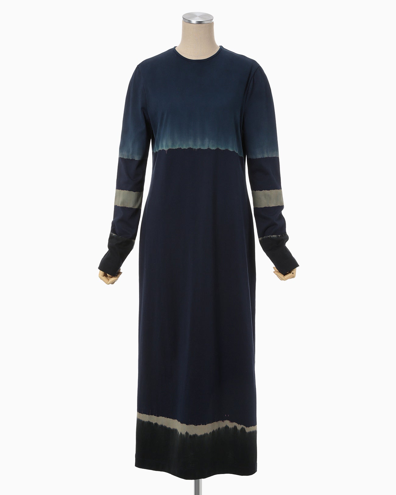 "Shibori" Tie dyed Cotton Jersey Dress - navy