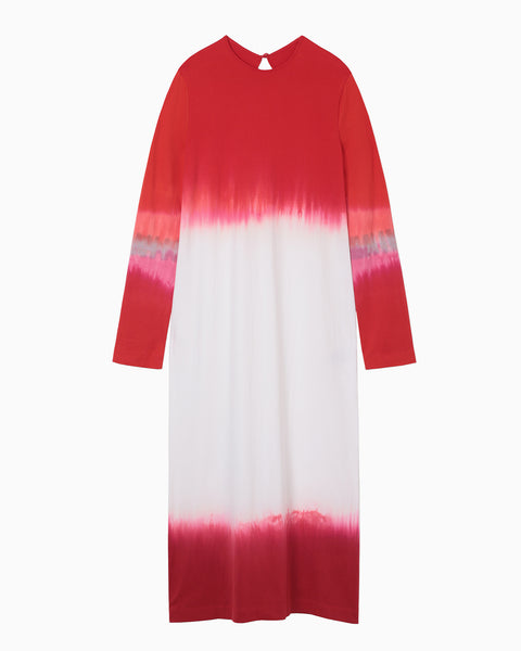 "Shibori" Tie dyed Cotton Jersey Dress - vermillion