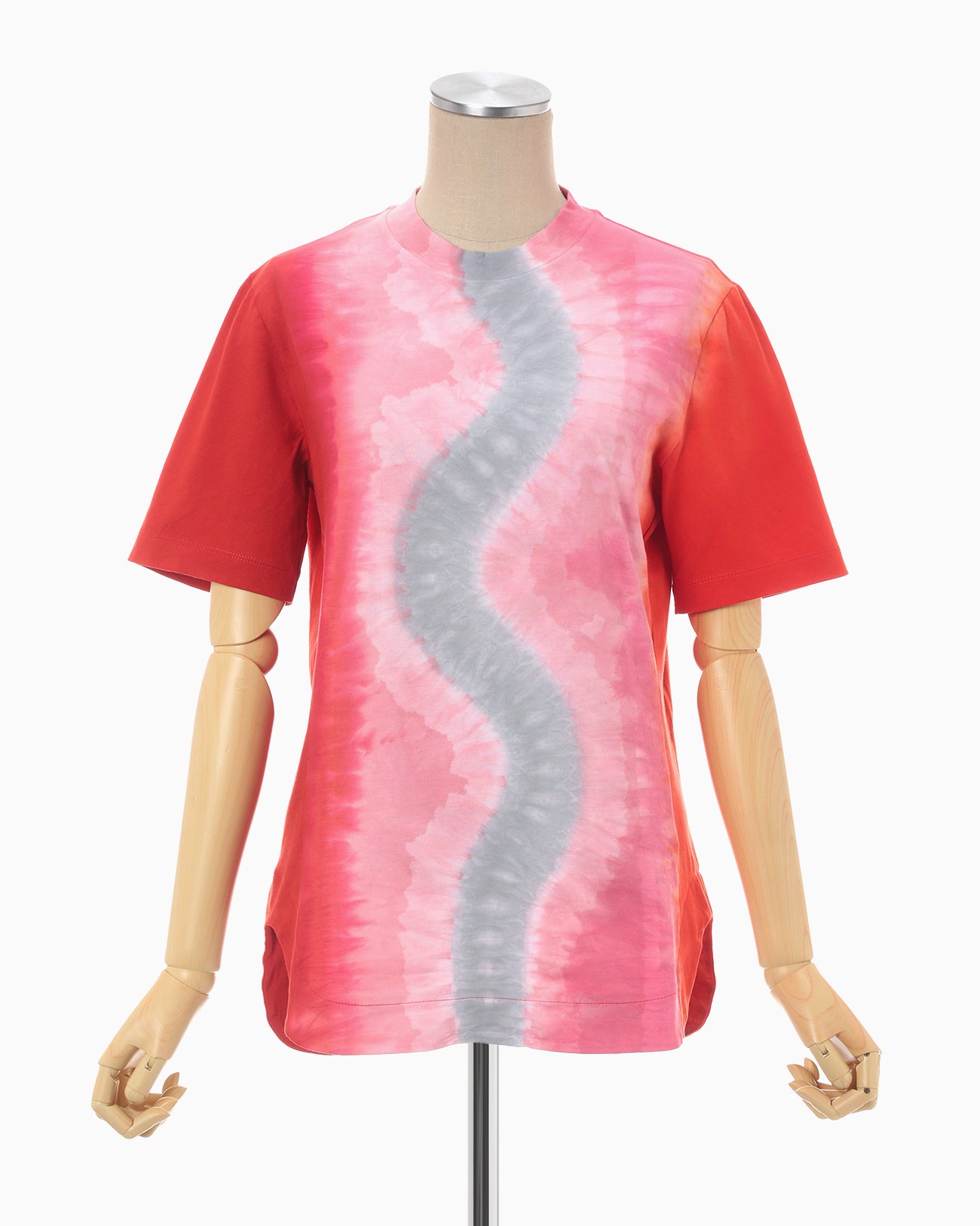 "Shibori" Tie dyed Cotton Jersey T-Shirt - vermillion