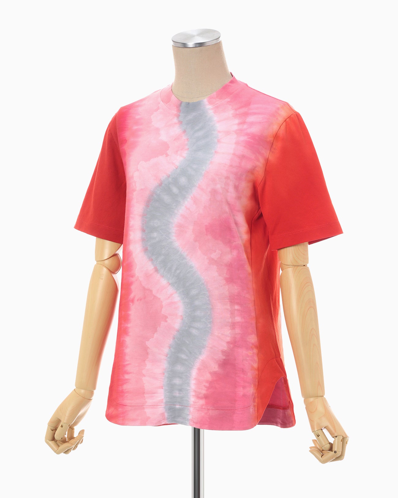 "Shibori" Tie dyed Cotton Jersey T-Shirt - vermillion