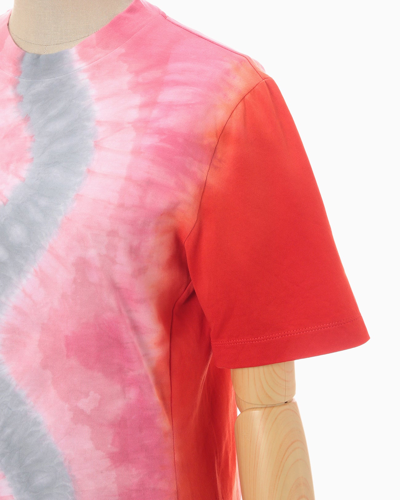 "Shibori" Tie dyed Cotton Jersey T-Shirt - vermillion