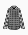 Multi Plaid Geometric Knit Top - black