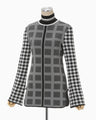 Multi Plaid Geometric Knit Top - black