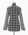 Multi Plaid Geometric Knit Top - black