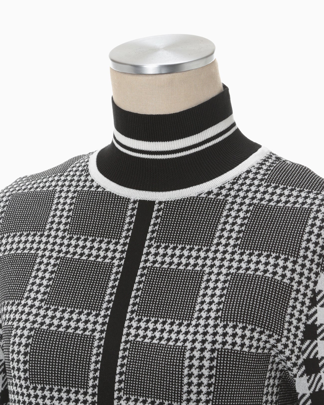 Multi Plaid Geometric Knit Top - black