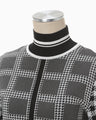 Multi Plaid Geometric Knit Top - black