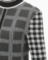 Multi Plaid Geometric Knit Top - black