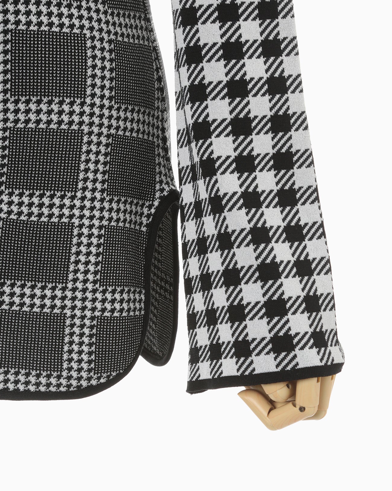 Multi Plaid Geometric Knit Top - black