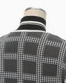 Multi Plaid Geometric Knit Top - black