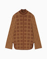 Multi Plaid Geometric Knit Top - brown