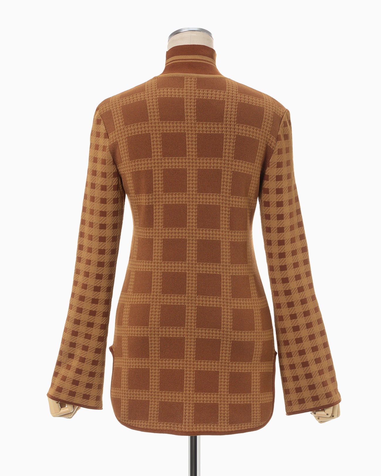 Multi Plaid Geometric Knit Top - brown