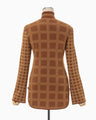 Multi Plaid Geometric Knit Top - brown