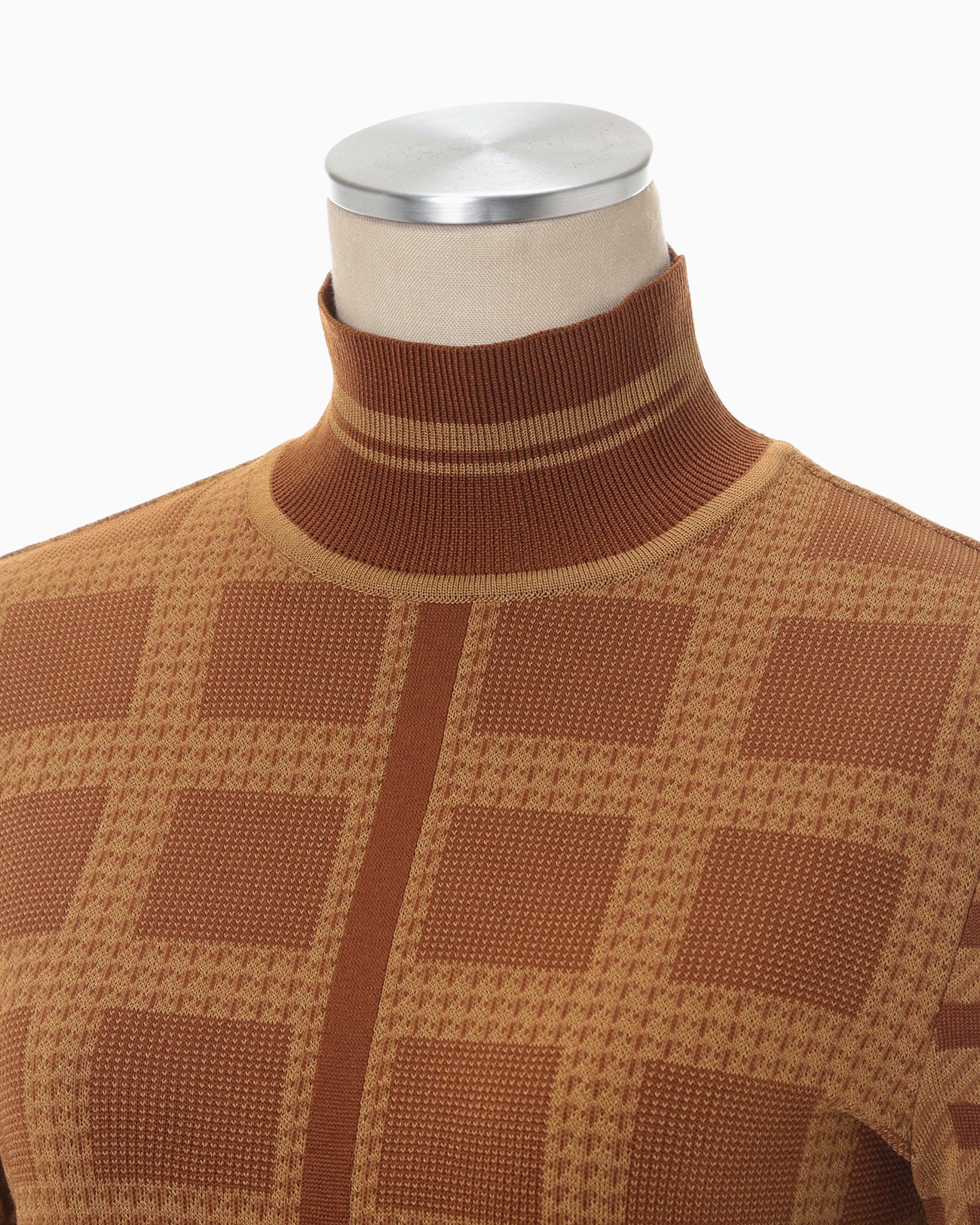 Multi Plaid Geometric Knit Top - brown