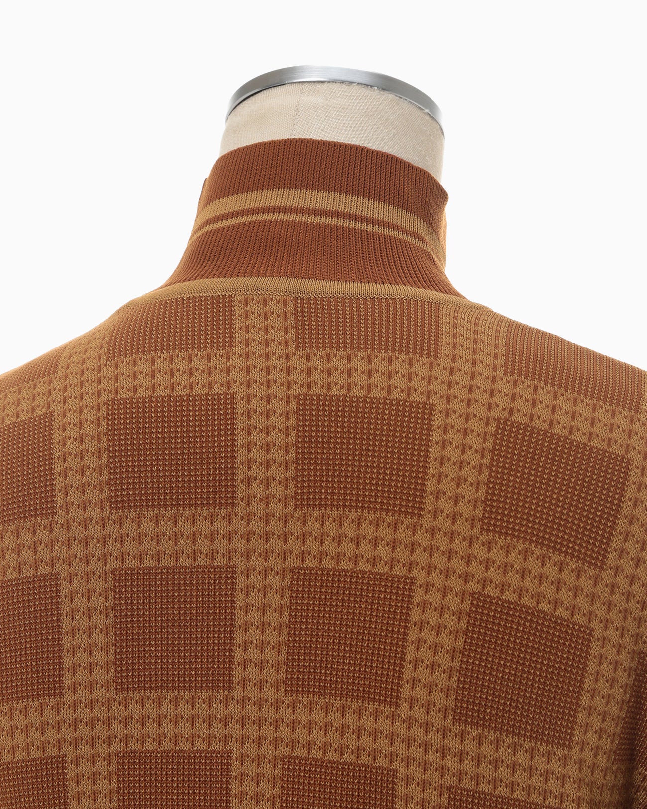 Multi Plaid Geometric Knit Top - brown
