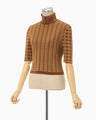 Multi Plaid Geometric Cropped Knit Top - brown