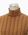Multi Plaid Geometric Cropped Knit Top - brown