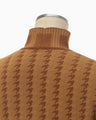 Multi Plaid Geometric Cropped Knit Top - brown
