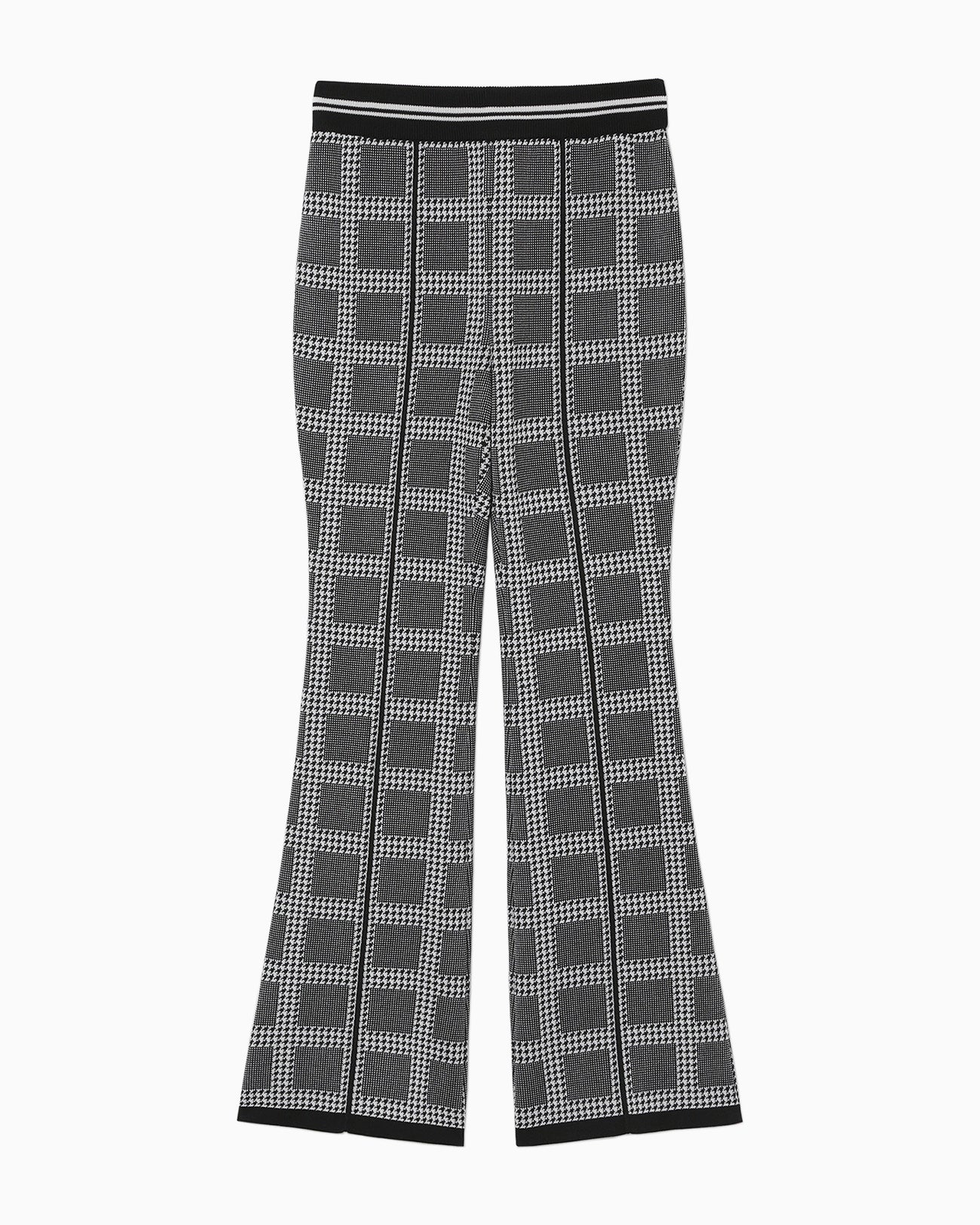 Multi Plaid Geometric Knit Trousers - black