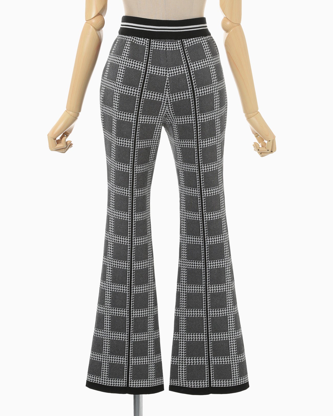 Multi Plaid Geometric Knit Trousers - black