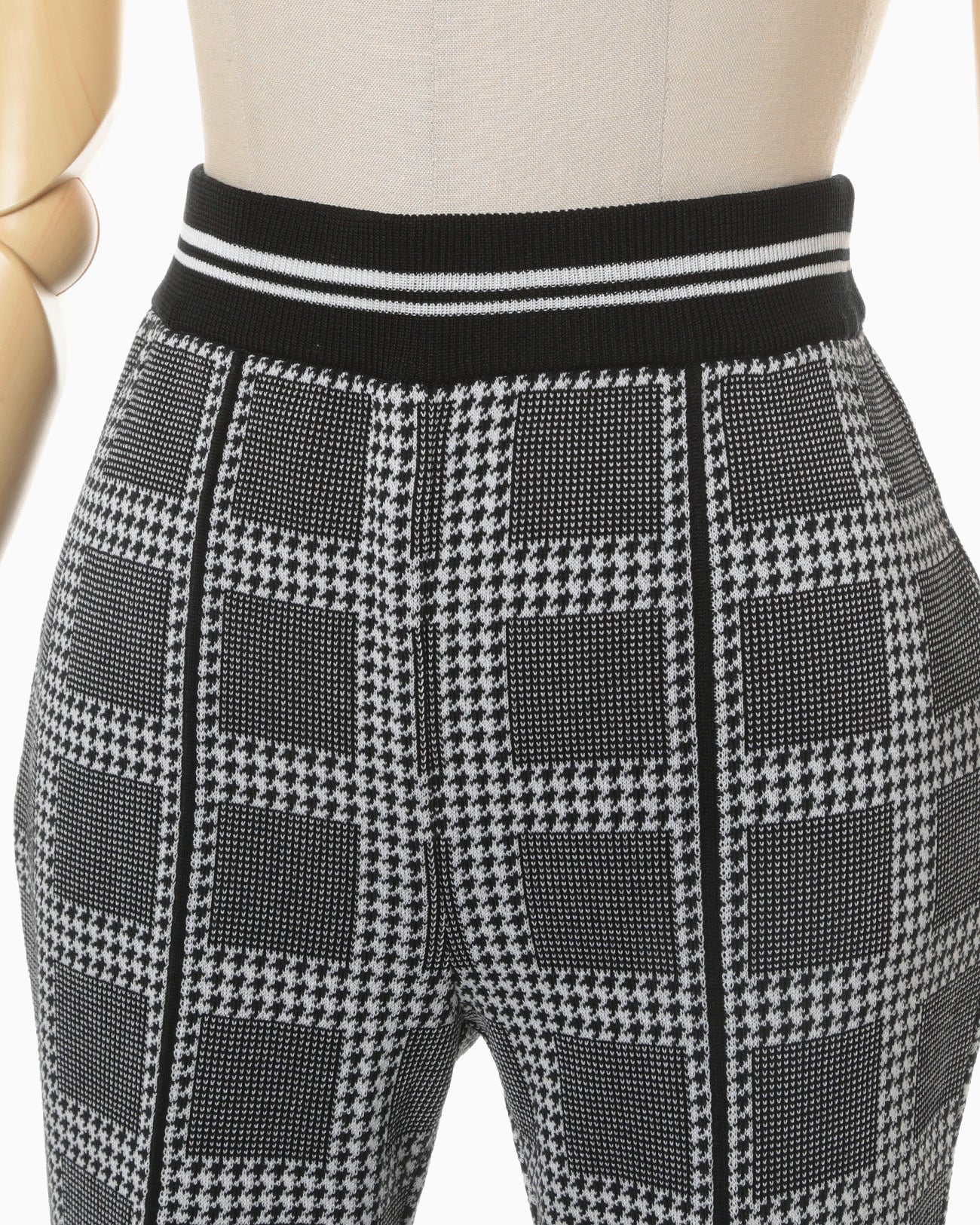 Multi Plaid Geometric Knit Trousers - black