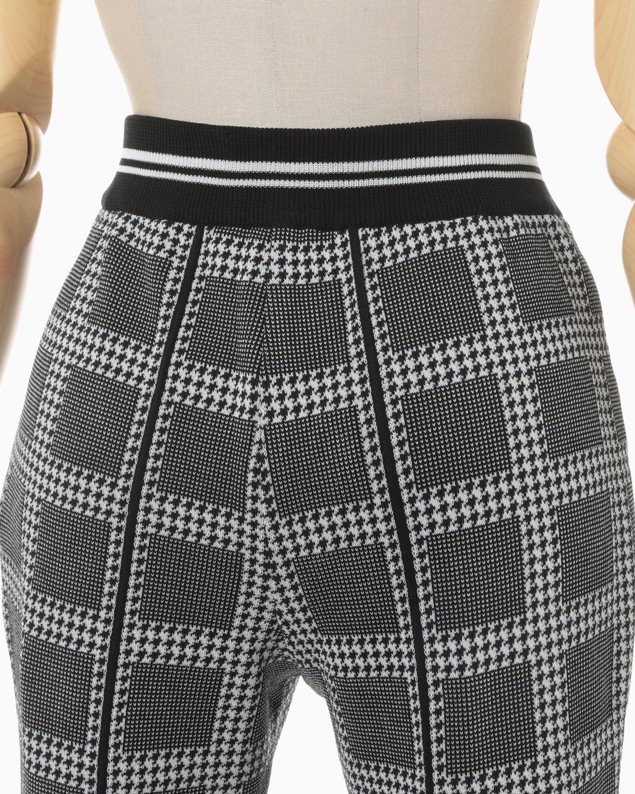 Multi Plaid Geometric Knit Trousers - black