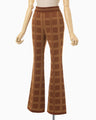 Multi Plaid Geometric Knit Trousers - brown