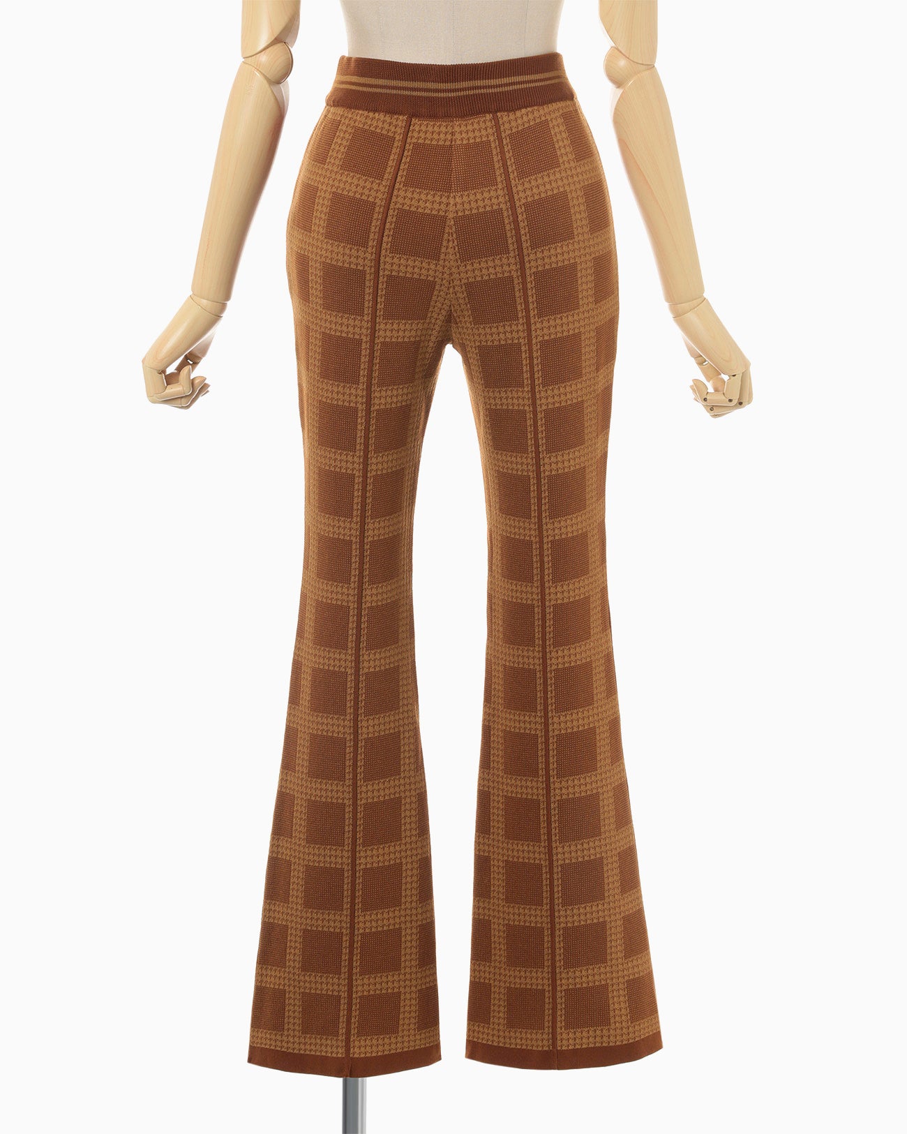 Multi Plaid Geometric Knit Trousers - brown