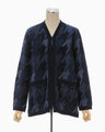 Houndstooth Knitted Jacket - navy