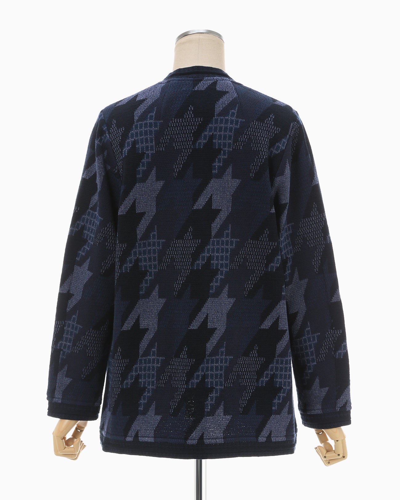 Houndstooth Knitted Jacket - navy
