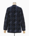 Houndstooth Knitted Jacket - navy