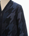 Houndstooth Knitted Jacket - navy
