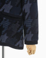 Houndstooth Knitted Jacket - navy