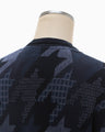 Houndstooth Knitted Jacket - navy