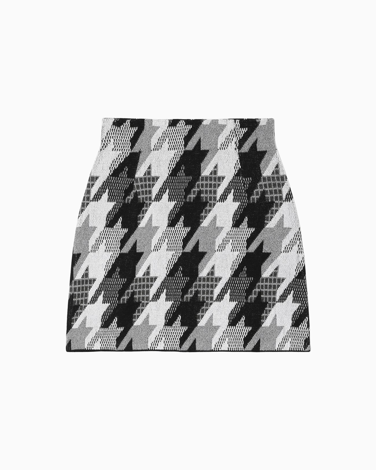 Houndstooth Knitted Skirt - black