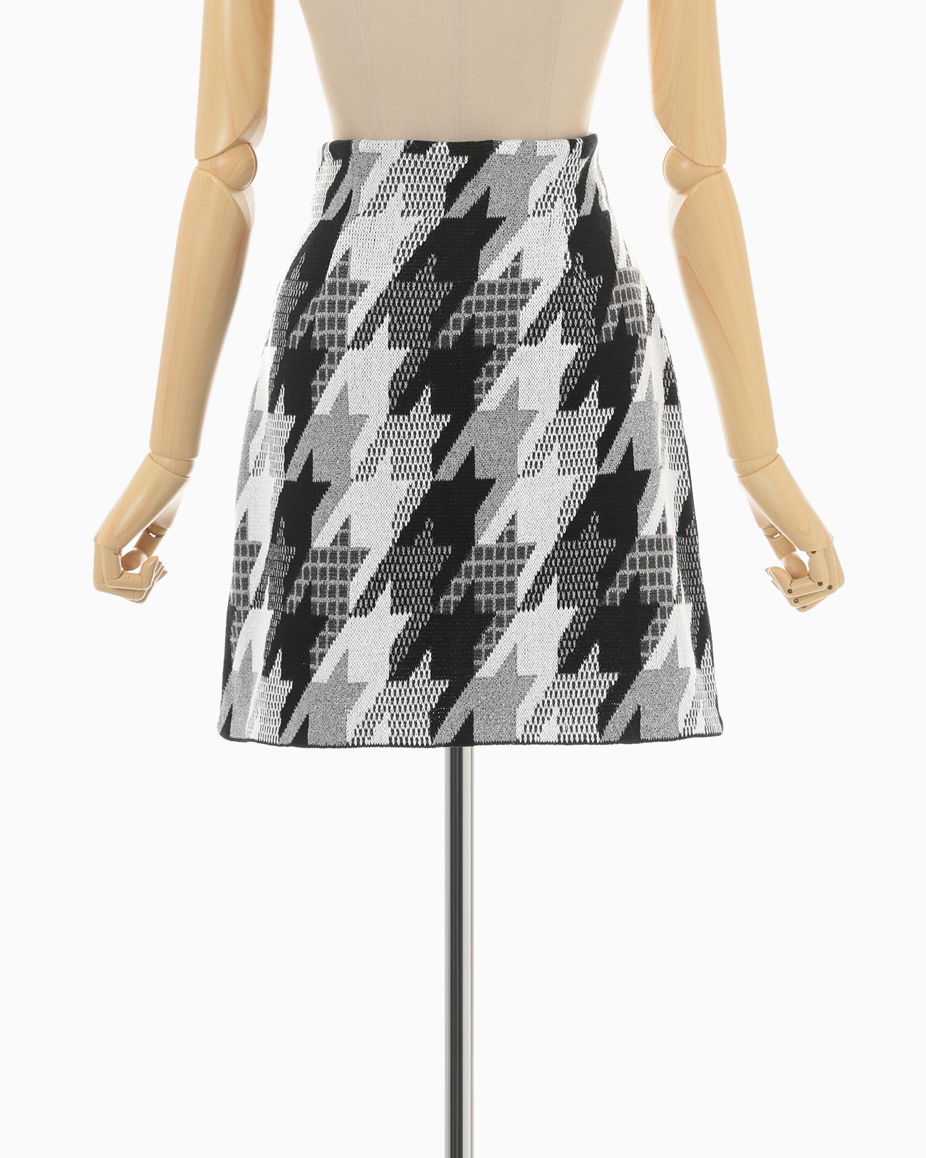 Houndstooth Knitted Skirt - black