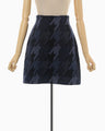 Houndstooth Knitted Skirt - navy