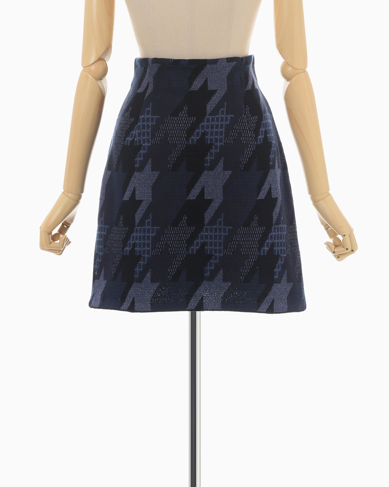 Houndstooth Knitted Skirt - navy