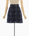 Houndstooth Knitted Skirt - navy