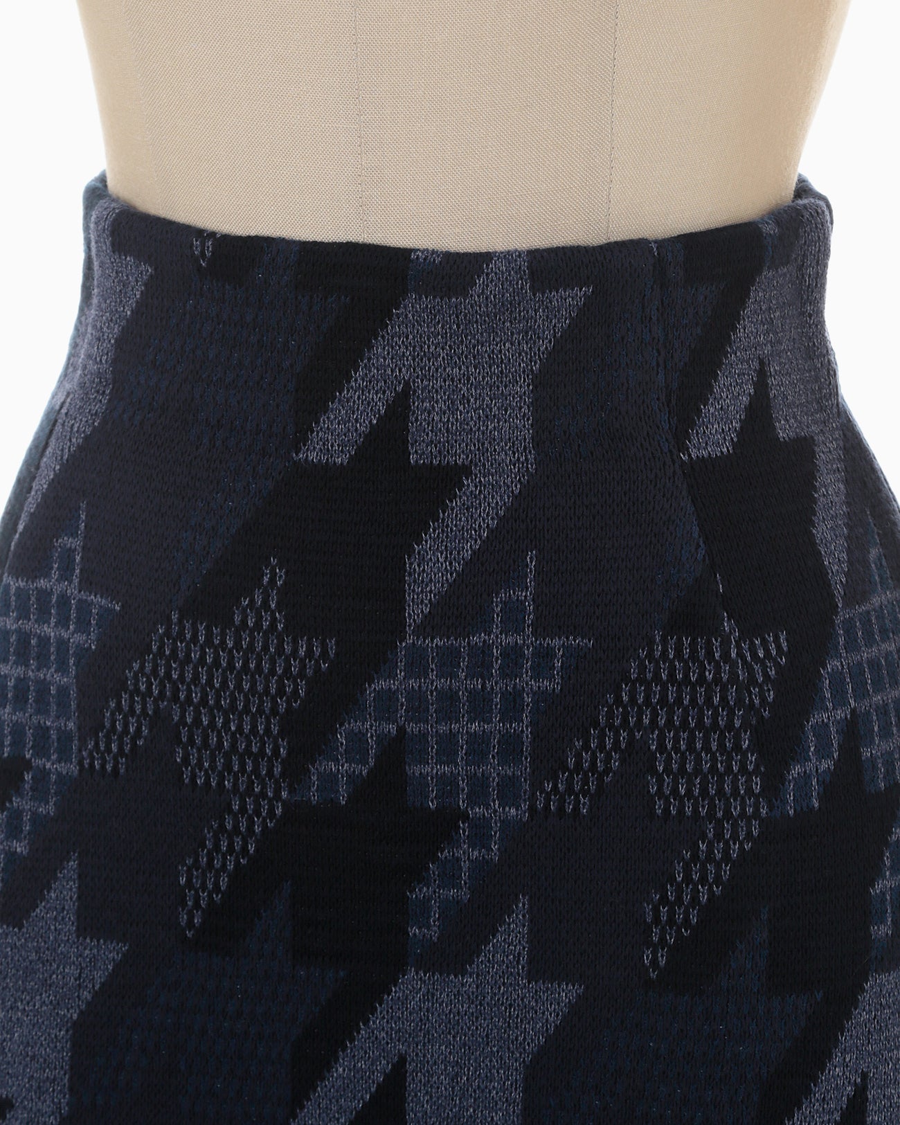 Houndstooth Knitted Skirt - navy