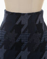 Houndstooth Knitted Skirt - navy