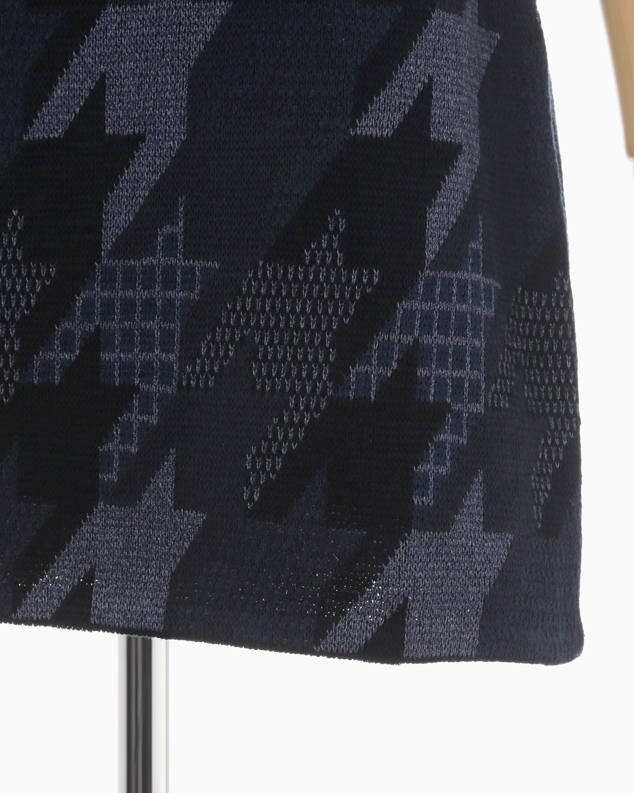 Houndstooth Knitted Skirt - navy