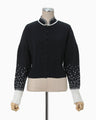 Crane Pattern Jacquard Knitted Cardigan - navy