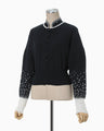 Crane Pattern Jacquard Knitted Cardigan - navy