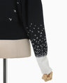 Crane Pattern Jacquard Knitted Cardigan - navy