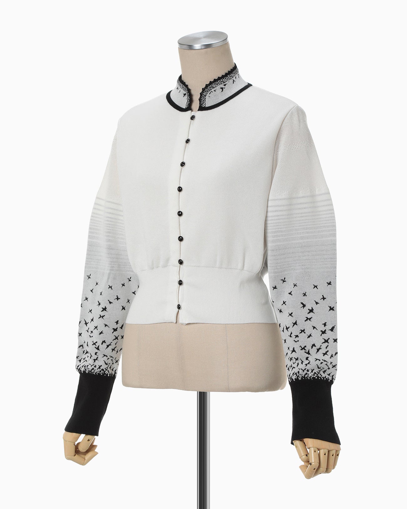 Crane Pattern Jacquard Knitted Cardigan - white - Mame Kurogouchi
