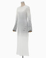 Crane Pattern Jacquard Knitted Dress - white