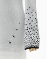 Crane Pattern Jacquard Knitted Dress - white